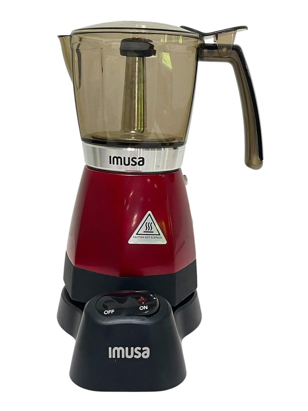 Imusa Electric Expresso Maker Easy ON/OFF Button Makes 3-6 Cups 480 Watts Red